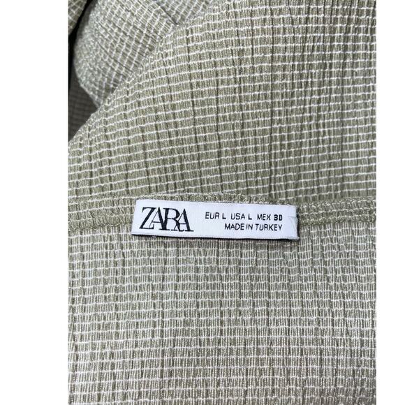 ZARA Green Textured Ruched Strapless Bandeau Maxi Dress    Size: L - Picture 4 of 4